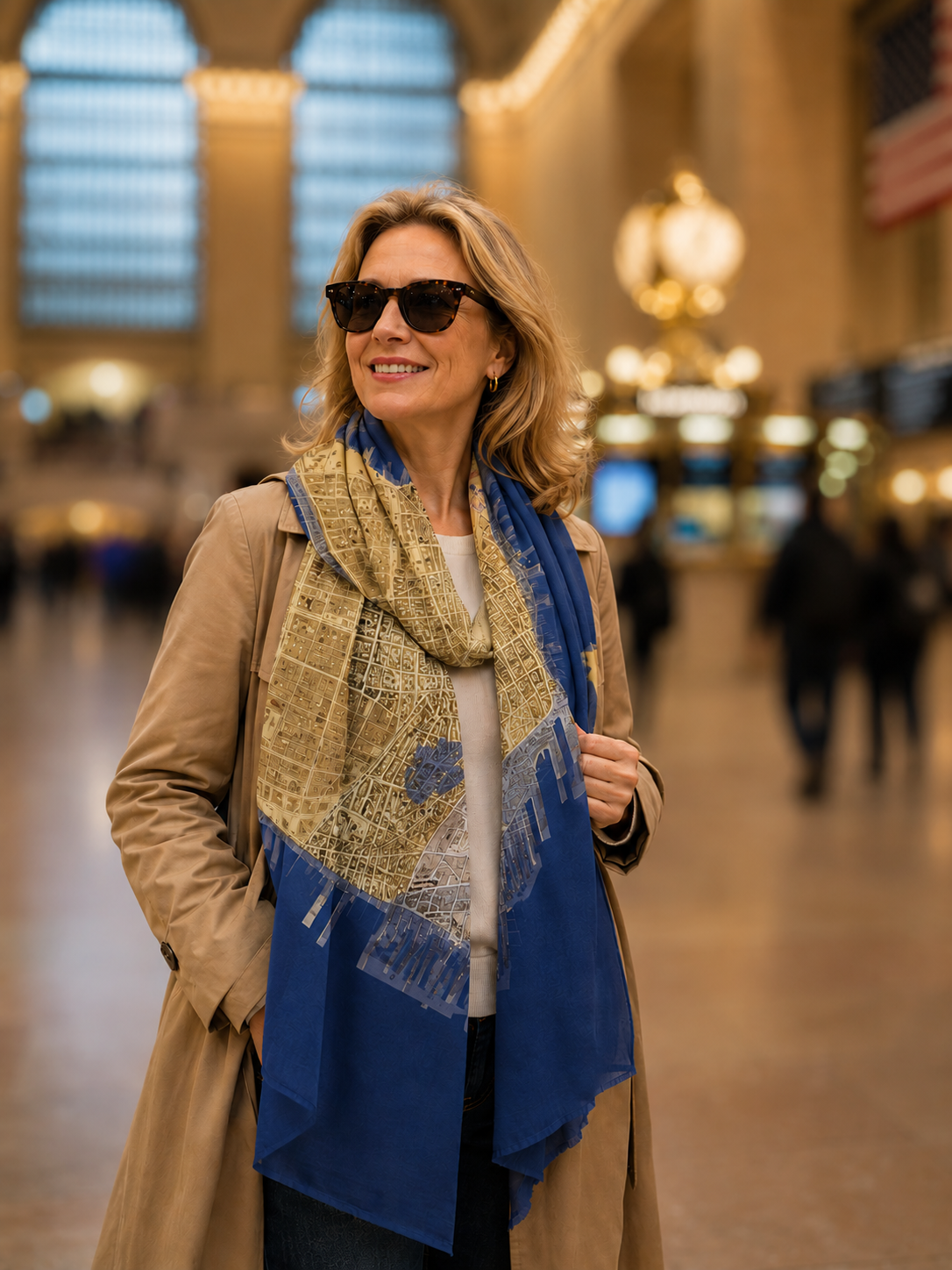 Historic Lower Manhattan THEN Silk Scarf